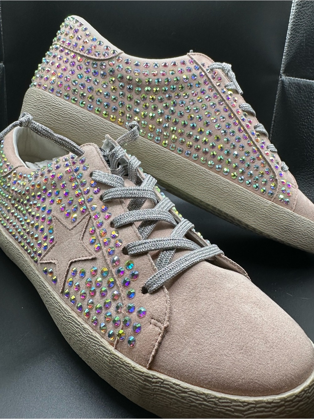 Miim - Women's Joann Rubber Sole Lace-up Rhinestone Suede Star Sneakers size 10